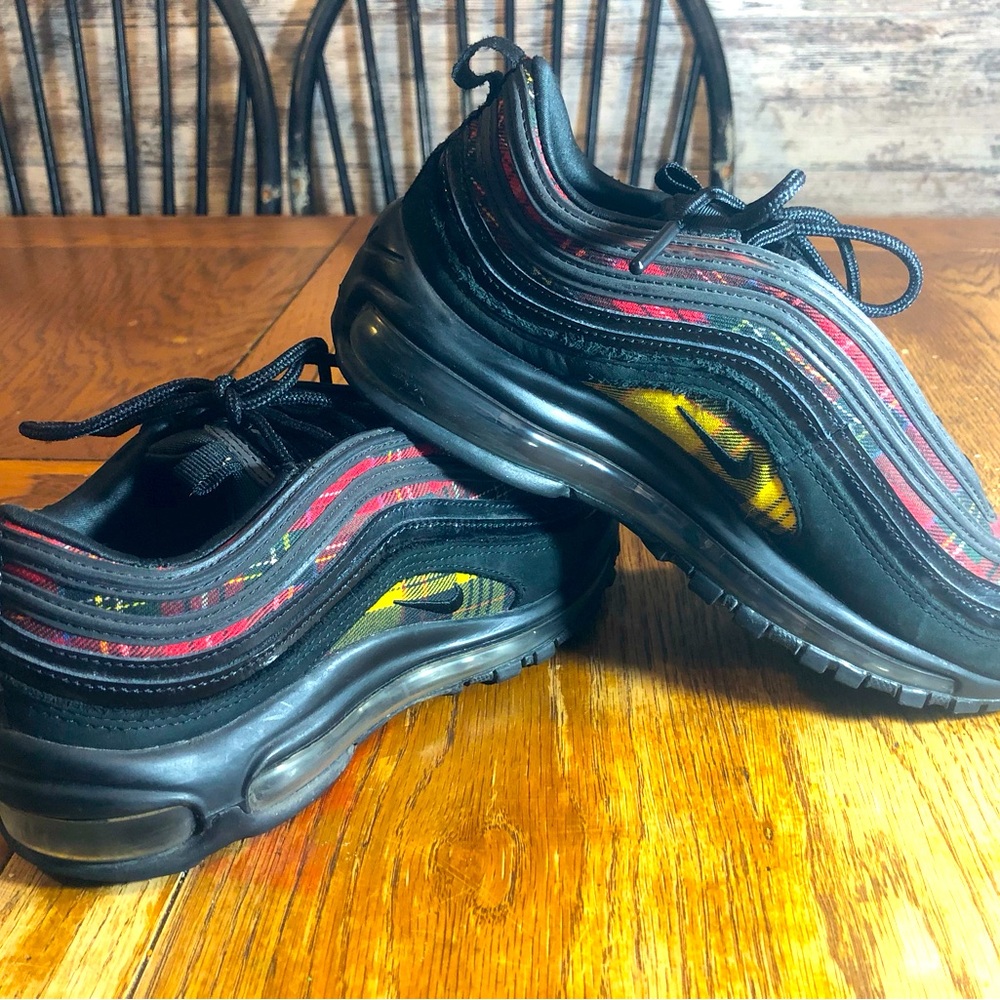 Nike Air Max 97 Black Red Plaid Sneakers